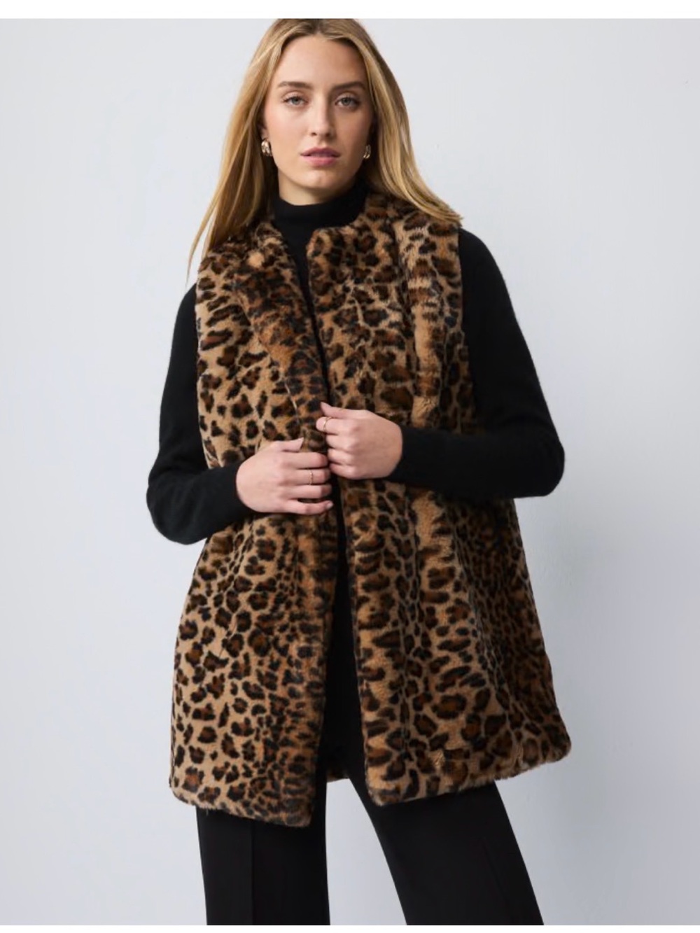 Brand new, never worn! Ann Taylor Leopard Print Faux Fur Vest - Brown/Black